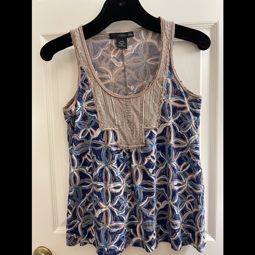 Calvin Klein Jeans Sleeveless Top Embroidered Sz S